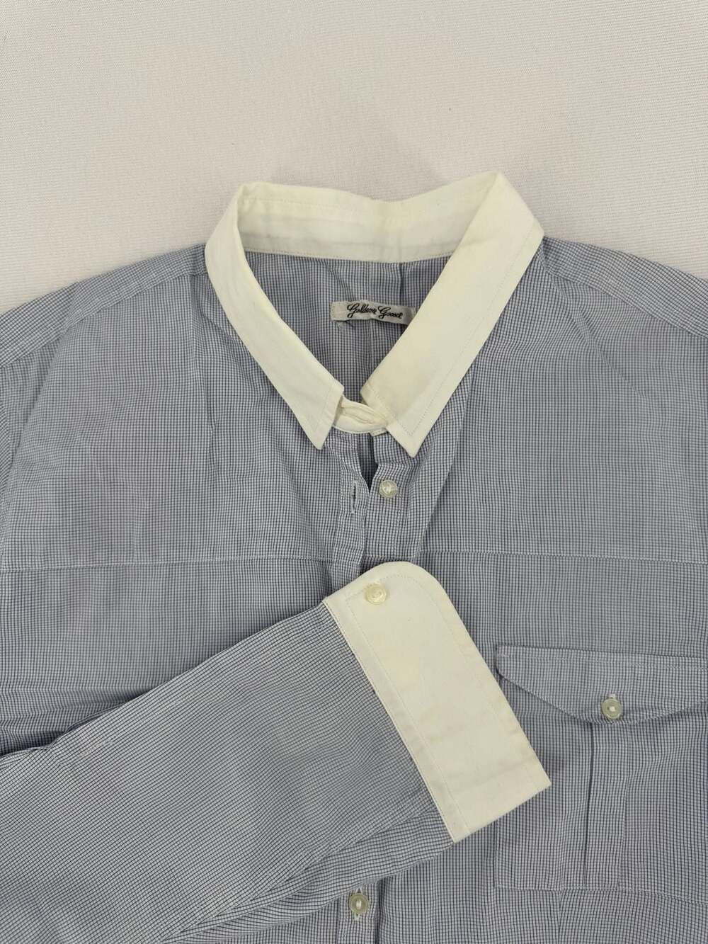 Golden Goose Long Sleeve Gingham Shirt Blue White